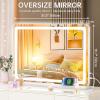 imageHasipu Vanity Mirror with Lights 37 x 26 LED Makeup Mirror Lighted Makeup Mirror with Dimmable 3 Modes Touch Screen Control Vanity Mirror Square WhiteWhite