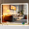 imageHasipu Vanity Mirror with Lights 37 x 26 LED Makeup Mirror Lighted Makeup Mirror with Dimmable 3 Modes Touch Screen Control Vanity Mirror Square WhiteGold