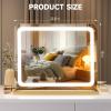 imageHasipu Vanity Mirror with Lights 37 x 26 LED Makeup Mirror Lighted Makeup Mirror with Dimmable 3 Modes Touch Screen Control Vanity Mirror Square WhiteGold