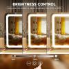 imageHasipu Vanity Mirror with Lights 37 x 26 LED Makeup Mirror Lighted Makeup Mirror with Dimmable 3 Modes Touch Screen Control Vanity Mirror Square WhiteGold