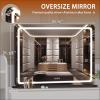 imageHasipu Vanity Mirror with Lights 37 x 26 LED Makeup Mirror Lighted Makeup Mirror with Dimmable 3 Modes Touch Screen Control Vanity Mirror Square WhiteBlack