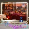 imageHasipu Vanity Mirror with Lights 37 x 26 LED Makeup Mirror Lighted Makeup Mirror with Dimmable 3 Modes Touch Screen Control Vanity Mirror Square WhiteWhite
