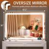 imageHasipu Vanity Mirror with Lights 37 x 26 LED Makeup Mirror Lighted Makeup Mirror with Dimmable 3 Modes Touch Screen Control Vanity Mirror Square WhiteWhite