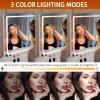 imageHasipu Vanity Mirror with Lights 37 x 26 LED Makeup Mirror Lighted Makeup Mirror with Dimmable 3 Modes Touch Screen Control Vanity Mirror Square WhiteWhite