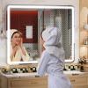 imageHasipu Vanity Mirror with Lights 37 x 26 LED Makeup Mirror Lighted Makeup Mirror with Dimmable 3 Modes Touch Screen Control Vanity Mirror Square WhiteWhite