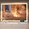 imageHasipu Vanity Mirror with Lights 37 x 26 LED Makeup Mirror Lighted Makeup Mirror with Dimmable 3 Modes Touch Screen Control Vanity Mirror Square WhiteWhite
