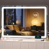 imageHasipu Vanity Mirror with Lights 37 x 26 LED Makeup Mirror Lighted Makeup Mirror with Dimmable 3 Modes Touch Screen Control Vanity Mirror Square WhiteWhite