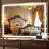 imageHasipu Vanity Mirror with Lights 37 x 26 LED Makeup Mirror Lighted Makeup Mirror with Dimmable 3 Modes Touch Screen Control Vanity Mirror Square WhiteGold