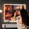 imageHasipu Vanity Mirror with Lights 37 x 26 LED Makeup Mirror Lighted Makeup Mirror with Dimmable 3 Modes Touch Screen Control Vanity Mirror Square WhiteWhite