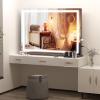 imageHasipu Vanity Mirror with Lights 37 x 26 LED Makeup Mirror Lighted Makeup Mirror with Dimmable 3 Modes Touch Screen Control Vanity Mirror Square WhiteBlack