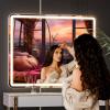 imageHasipu Vanity Mirror with Lights 37 x 26 LED Makeup Mirror Lighted Makeup Mirror with Dimmable 3 Modes Touch Screen Control Vanity Mirror Square WhiteWhite