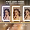 imageHasipu Vanity Mirror with Lights 37 x 26 LED Makeup Mirror Lighted Makeup Mirror with Dimmable 3 Modes Touch Screen Control Vanity Mirror Square WhiteGold