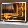 imageHasipu Vanity Mirror with Lights 37 x 26 LED Makeup Mirror Lighted Makeup Mirror with Dimmable 3 Modes Touch Screen Control Vanity Mirror Square WhiteBlack