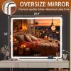 imageHasipu Vanity Mirror with Lights 37 x 26 LED Makeup Mirror Lighted Makeup Mirror with Dimmable 3 Modes Touch Screen Control Vanity Mirror Square WhiteWhite