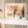 imageHasipu Vanity Mirror with Lights 37 x 26 LED Makeup Mirror Lighted Makeup Mirror with Dimmable 3 Modes Touch Screen Control Vanity Mirror Square WhiteWhite