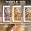 imageHasipu Vanity Mirror with Lights 37 x 26 LED Makeup Mirror Lighted Makeup Mirror with Dimmable 3 Modes Touch Screen Control Vanity Mirror Square WhiteGold