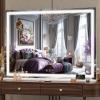 imageHasipu Vanity Mirror with Lights 37 x 26 LED Makeup Mirror Lighted Makeup Mirror with Dimmable 3 Modes Touch Screen Control Vanity Mirror Square WhiteWhite
