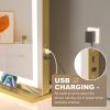 imageHasipu Vanity Mirror with Lights 37 x 26 LED Makeup Mirror Lighted Makeup Mirror with Dimmable 3 Modes Touch Screen Control Vanity Mirror Square WhiteGold