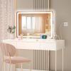 imageHasipu Vanity Mirror with Lights 37 x 26 LED Makeup Mirror Lighted Makeup Mirror with Dimmable 3 Modes Touch Screen Control Vanity Mirror Square WhiteWhite
