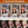 imageHasipu Vanity Mirror with Lights 37 x 26 LED Makeup Mirror Lighted Makeup Mirror with Dimmable 3 Modes Touch Screen Control Vanity Mirror Square WhiteWhite