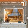 imageHasipu Vanity Mirror with Lights 37 x 26 LED Makeup Mirror Lighted Makeup Mirror with Dimmable 3 Modes Touch Screen Control Vanity Mirror Square WhiteWhite