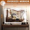 imageHasipu Vanity Mirror with Lights 37 x 26 LED Makeup Mirror Lighted Makeup Mirror with Dimmable 3 Modes Touch Screen Control Vanity Mirror Square WhiteWhite