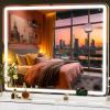 imageHasipu Vanity Mirror with Lights 37 x 26 LED Makeup Mirror Lighted Makeup Mirror with Dimmable 3 Modes Touch Screen Control Vanity Mirror Square WhiteWhite