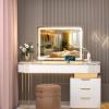 imageHasipu Vanity Mirror with Lights 37 x 26 LED Makeup Mirror Lighted Makeup Mirror with Dimmable 3 Modes Touch Screen Control Vanity Mirror Square WhiteGold