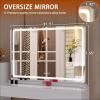 imageHasipu Vanity Mirror with Lights 37 x 26 LED Makeup Mirror Lighted Makeup Mirror with Dimmable 3 Modes Touch Screen Control Vanity Mirror Square WhiteWhite