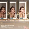 imageHasipu Vanity Mirror with Lights 37 x 26 LED Makeup Mirror Lighted Makeup Mirror with Dimmable 3 Modes Touch Screen Control Vanity Mirror Square WhiteGold