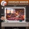 imageHasipu Vanity Mirror with Lights 37 x 26 LED Makeup Mirror Lighted Makeup Mirror with Dimmable 3 Modes Touch Screen Control Vanity Mirror Square WhiteWhite