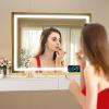 imageHasipu Vanity Mirror with Lights 37 x 26 LED Makeup Mirror Lighted Makeup Mirror with Dimmable 3 Modes Touch Screen Control Vanity Mirror Square WhiteGold