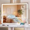 imageHasipu Vanity Mirror with Lights 37 x 26 LED Makeup Mirror Lighted Makeup Mirror with Dimmable 3 Modes Touch Screen Control Vanity Mirror Square WhiteWhite