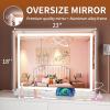 imageHasipu Vanity Mirror with Lights 37 x 26 LED Makeup Mirror Lighted Makeup Mirror with Dimmable 3 Modes Touch Screen Control Vanity Mirror Square WhiteWhite