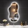 imageHasipu Irregular Bathroom Mirror with Lights  25x45 LED Asymmetrical Wall Mirror Abstract Modern Lighted Vanity Mirror for Wall AnitFog Dimmable Memory VerticalHorizontal BlackBlack