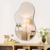 imageHasipu Irregular Bathroom Mirror with Lights  25x45 LED Asymmetrical Wall Mirror Abstract Modern Lighted Vanity Mirror for Wall AnitFog Dimmable Memory VerticalHorizontal BlackSilver