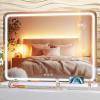 imageHasipu Vanity Mirror with Lights 37 x 26 LED Makeup Mirror Lighted Makeup Mirror with Dimmable 3 Modes Touch Screen Control Vanity Mirror Square WhiteWhite