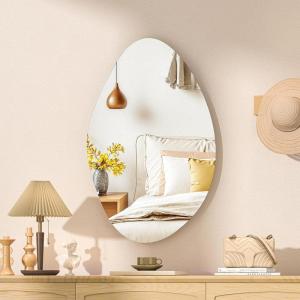 imageHasipu Irregular Bathroom Mirror with Lights  25x45 LED Asymmetrical Wall Mirror Abstract Modern Lighted Vanity Mirror for Wall AnitFog Dimmable Memory VerticalHorizontal BlackFrameless