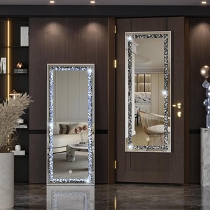 image:imageHasipu 6926 FullLength Mirror with Lights  Crystal Crush Diamond Wall Mounted Hanging Diamond Mirror Leaning for Living Room Bedroom47L x 18W