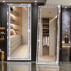 image:imageHasipu 6926 FullLength Mirror with Lights  Crystal Crush Diamond Wall Mounted Hanging Diamond Mirror Leaning for Living Room Bedroom69L x 26W